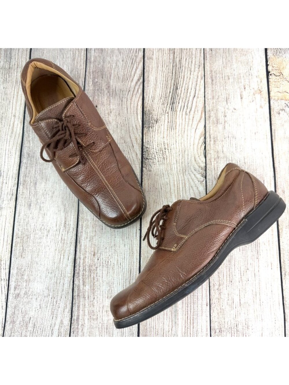 Dockers Mens Prostyle Brown Tumble Grain Leather Bicycle Toe Shoes Size 11M